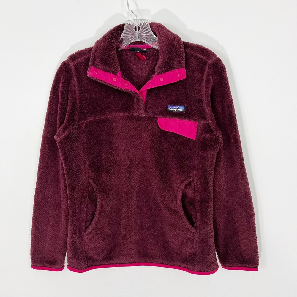 Patagonia Retool Snap T Fleece Pullover Size XS Burgundy